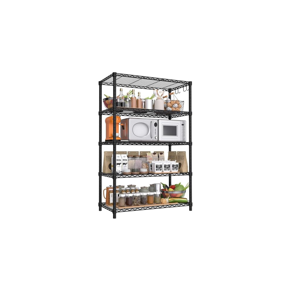 Buxwellbang 90Cm X 35Cm X 183Cm Wire Shelving 5 Tier Storage Shelves Nsf Certified Heavy Duty Steel Metal Shelf Adjustable Rolling Rack Kitchen Garage 674053919673