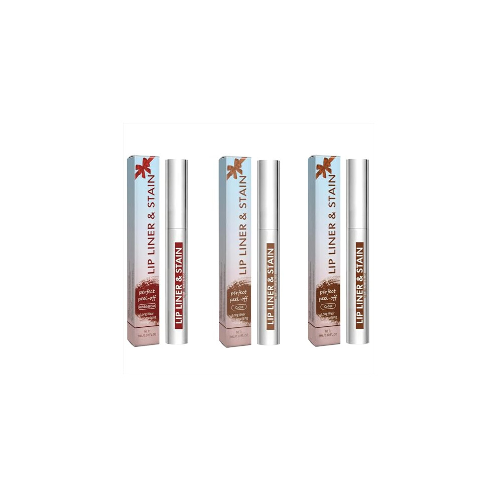 Bqqcob Lip Stain Peel Off, 3 Pcs Peel Off Lip Liner Stain Set Lip Tint Stain Peel Off Lip Stains For Women Peel Off, Waterproof Long-Lasting Lip Stain Peel
