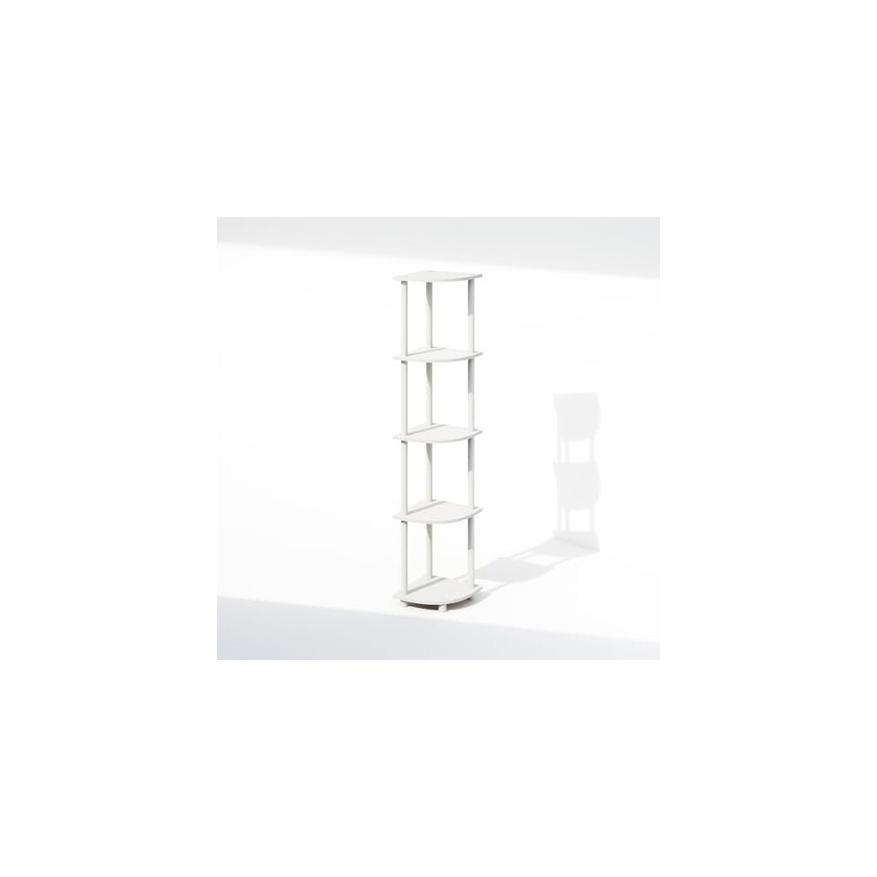 Furinno Turn-N-Tube Corner Shelf, 5-Tier Corner Bookshelf, Open Storage Shelves, For Organization And Storage, Living Room, Home Office, Garage, 840308822641