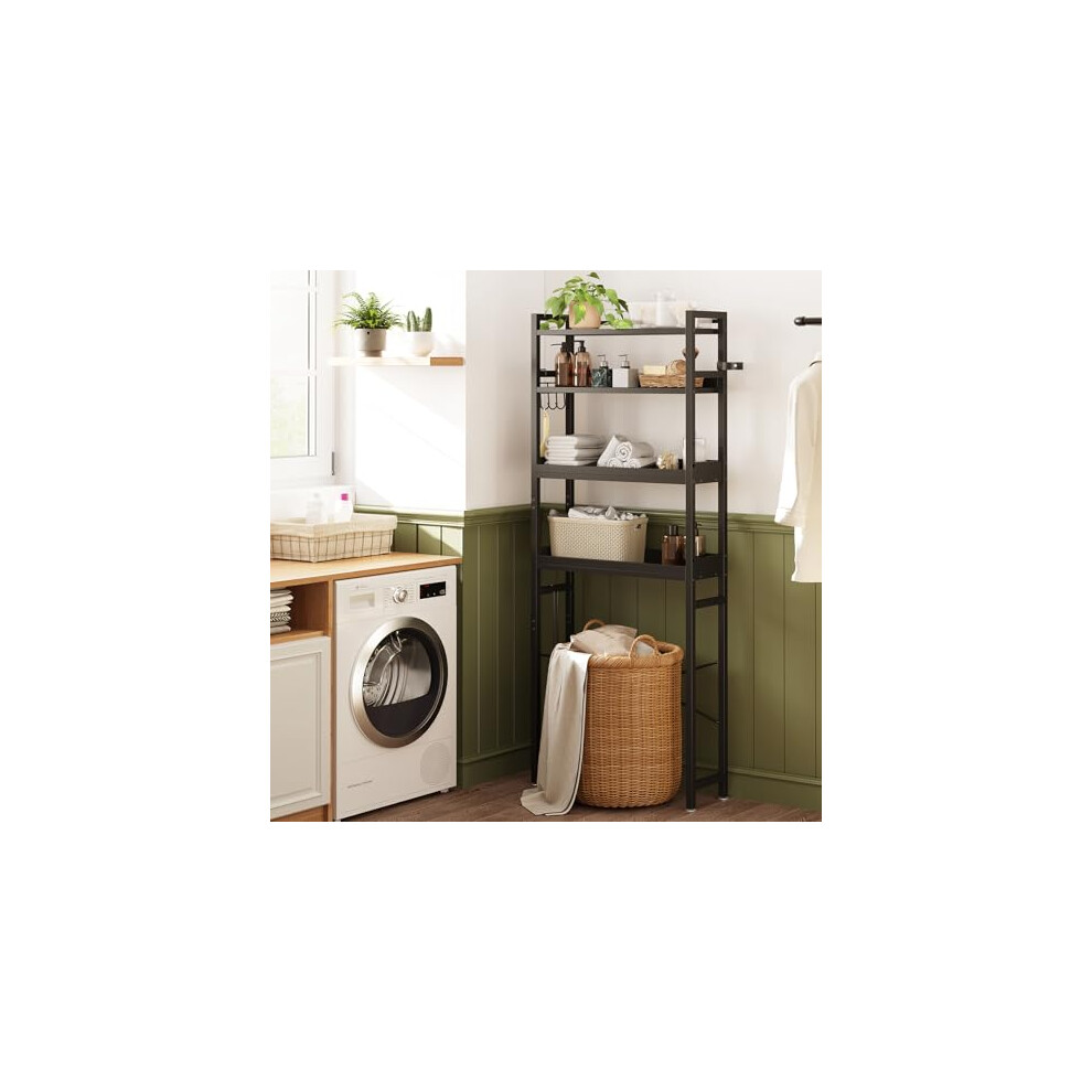 Dripex Bathroom Storage Shelf, 4-Tier Over The Toilet/Washing Machine Storage Unit, Adjustable Shelves, Freestanding Bathroom Laundries Shelves With