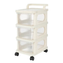 SUNNYNEST 3/4/5 Tier Plastic Storage Drawer Organizer on Wheels, Rolling Storage Rack with Lockable Casters, Mobile Storage Cabinet for Clothes, Toys