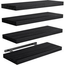 Pipishell Floating Shelves, 40cm Shelves for wall, Paulownia Wood Wall Shelves, Wooden Shelves Set of 4 for Bathroom, Bedroom, Office, Living Room,