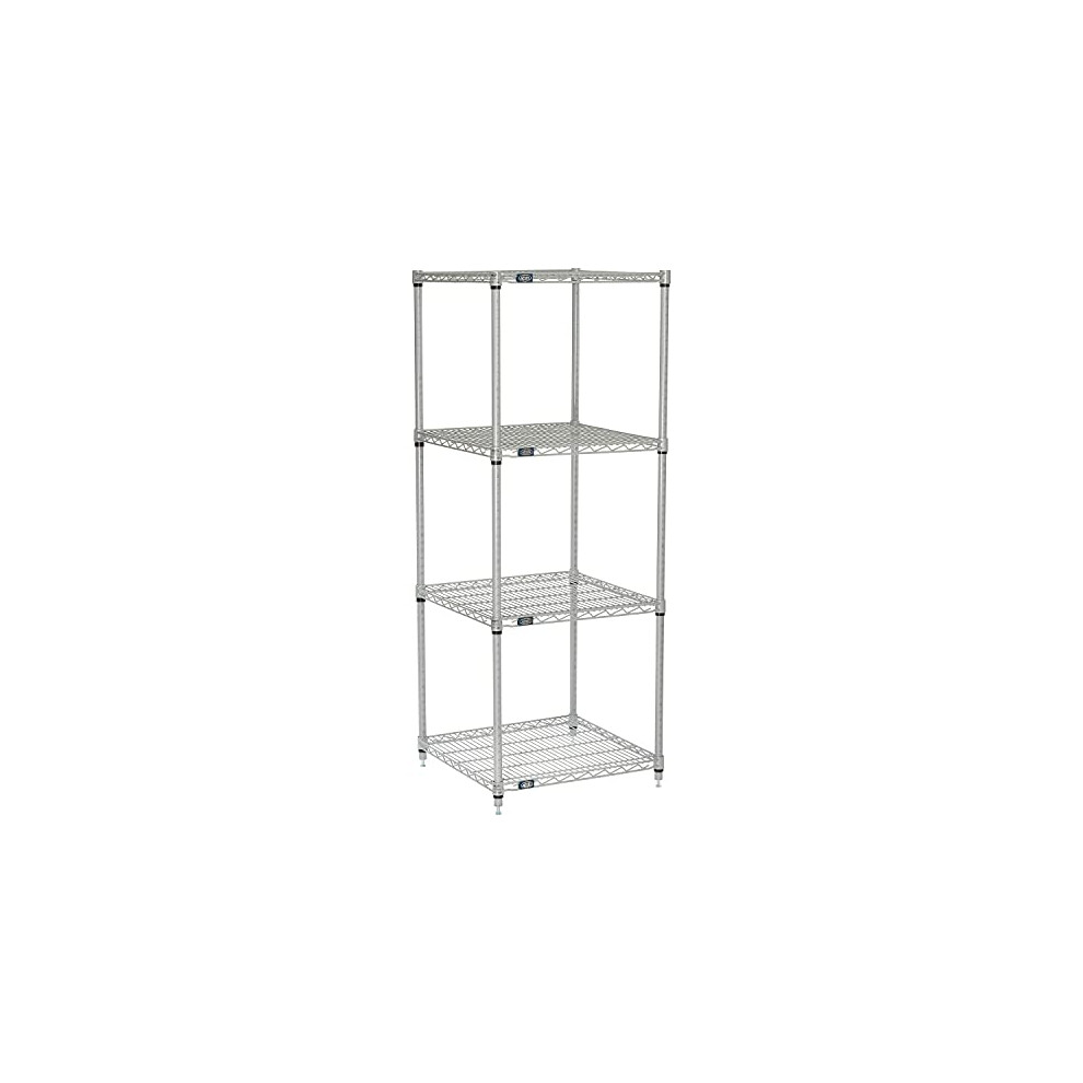 Nexel Adjustable Wire Shelving Unit, 4 Tier, Nsf Listed Commercial Storage Rack, 24" X 24" X 63", Silver Epoxy 710552500223