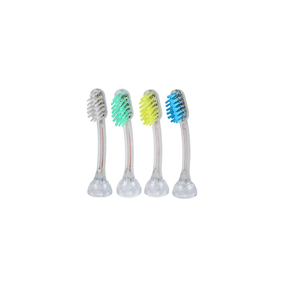 Emmi-Dent 4X E4 Toothbrush Heads (Blue, Turquoise, Yellow, White) - Standard Shaped Brushes (Balanced Hardness, Straight Bristles) For