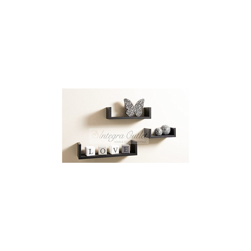Set Of 3 Different Sizes U Shaped Wooden Floating Shelf Available In Black,White (Black) By Dy&Dx 4217589437103