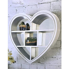 Biznest White Heart Mirror Shelf 6 Sections Decorative Wall Shelf Wall Mirror Best Gift For Love One'S