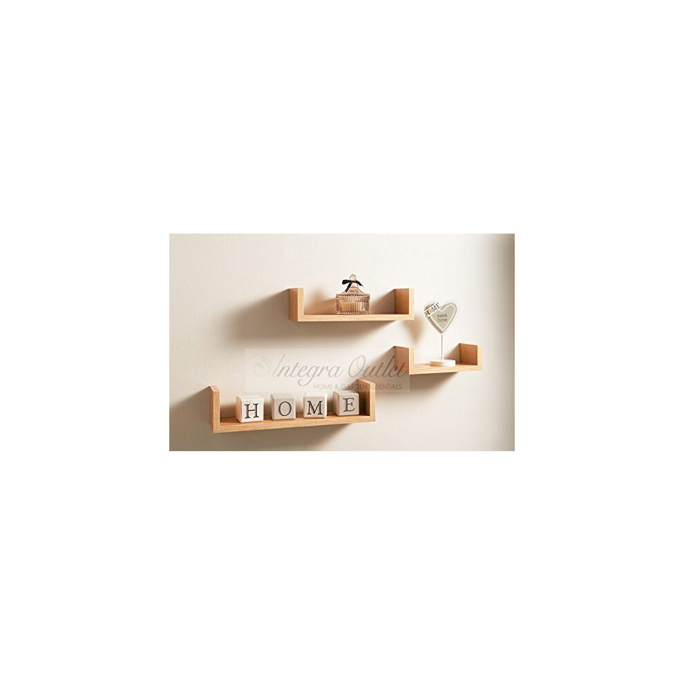 Set Of 3 Different Sizes U Shaped Wooden Floating Shelf Available In Black,White (Oak) By Dy&Dx 4217589437592