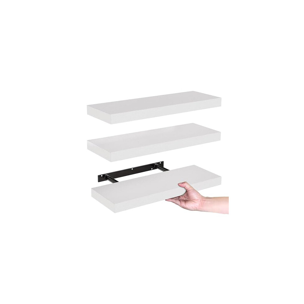 Photos - Other for Repair SPRIGLY Premium Wall Mounted Shelves Pack of 3 MDF Gloss Finish with Invisible Brackets, Floating Shelves for Living(41 cm)
