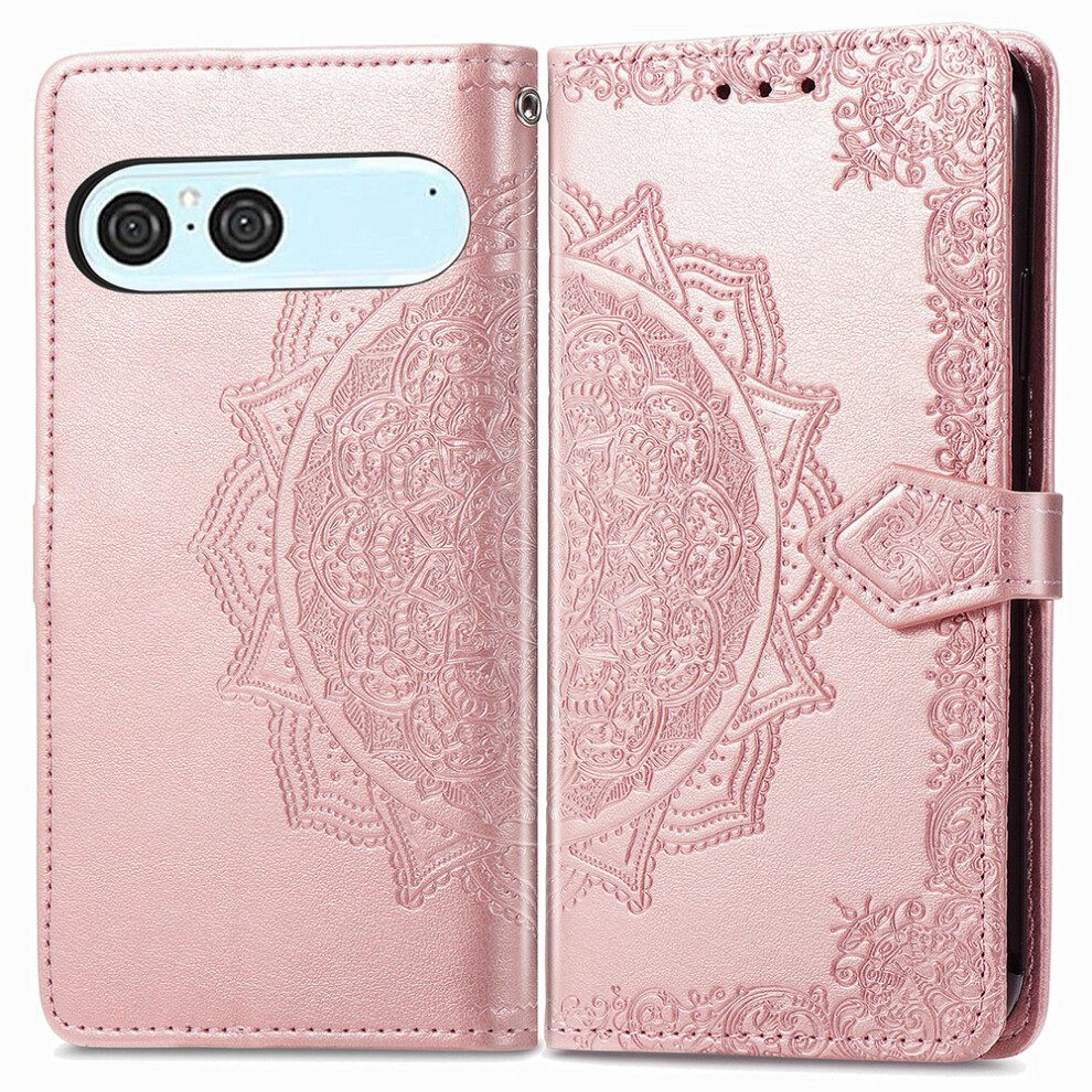 (Rose ) For Sony Xperia 10 Vii Wallet Case Mandala Flower Leather Phone Cover Stand Gold 6914290022977