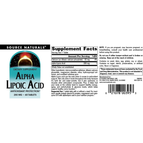 Source Naturals Alpha Lipoic Acid 200mg Tablets - 60 Count 2