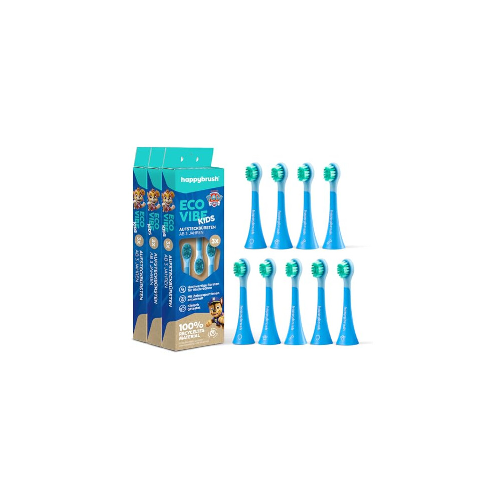 Happybrush Replacement Toothbrush Heads 9 Pieces (3 X 3) For Electric Sonic Toothbrush Eco Vibe Kids Interchangeable Heads With Icons For