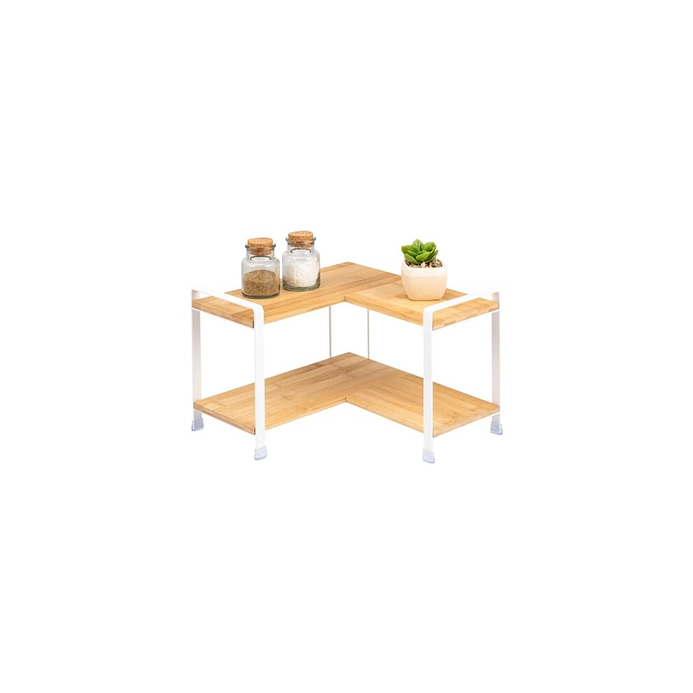 Eluno Spice Corner Rack With Bamboo Shelves And Scratch Protection, Freestanding Kitchen Corner Shelf, Versatile, Organiser For More Space And Tidy - 4057993440869