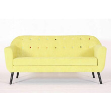 Retro Designer Accent Curved Fabric Linen Tub Chair Armchair Sofa for Living Room Dining Reception chair (3 Seat Sofa, Yellow)