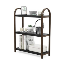 Umbra Bellwood Three-Tier Shelf Book Case Display with 3 Shelves, Black/Walnut