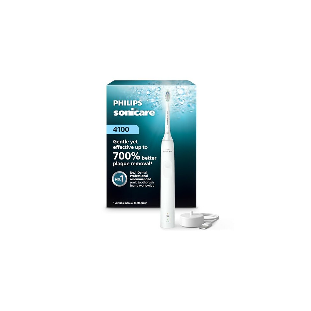 Philips Sonicare White 4100 Power Toothbrush, Rechargeable Electric Toothbrush With Pressure Sensor, Hx3681/23