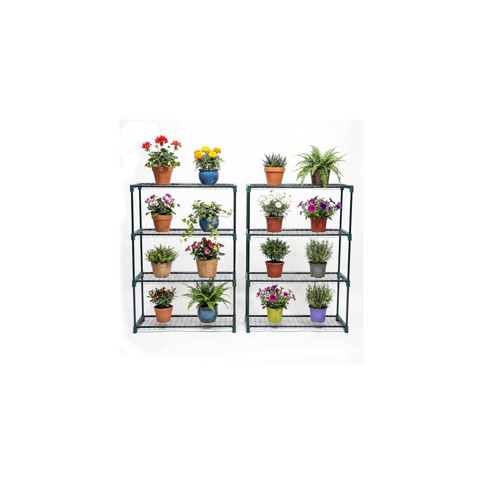 Panana 2 X Plant Racks 4-Tier Garden Greenhouse Storage Rack, Steel Wire Mesh Shelving Unit, 90X31x106cm, Plant Display Stand 710917616736