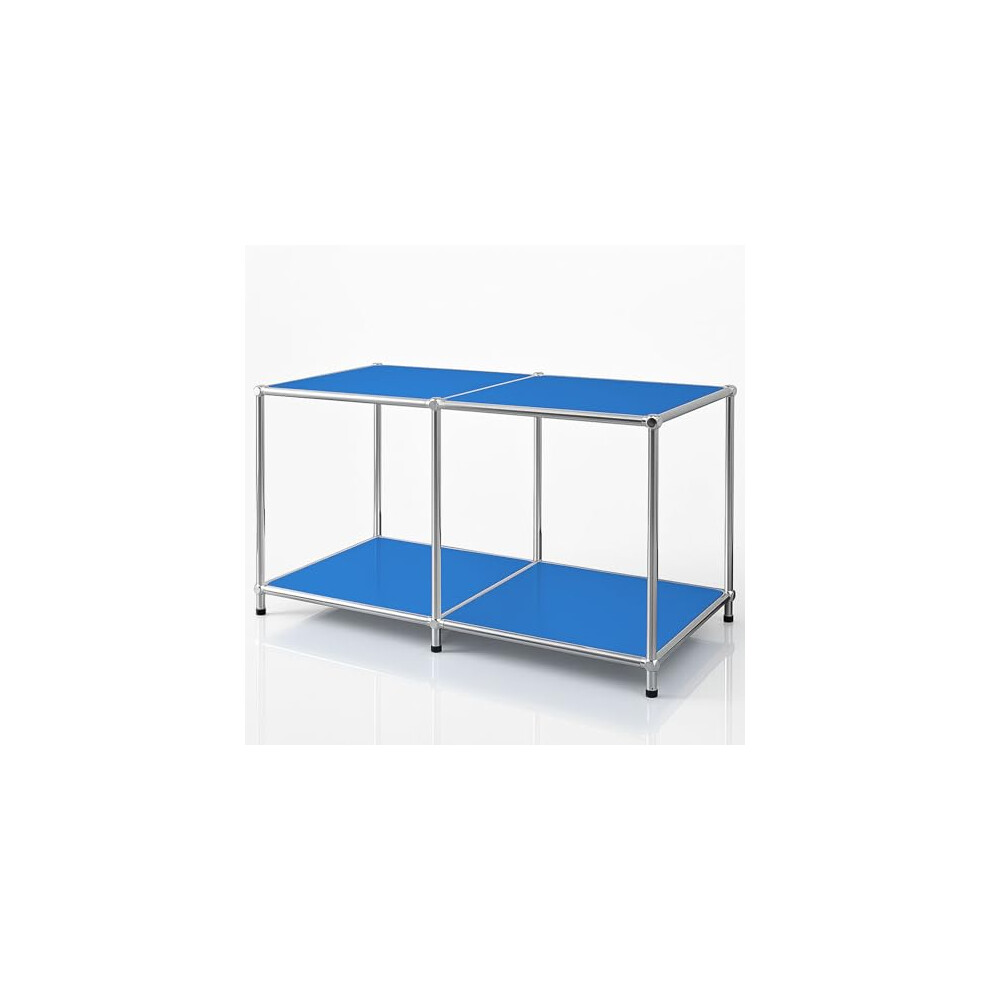 Karat Concept Epure Mk-016 Metal Shelf, Blue - Sideboard With 2 Levels (W 80 X D 40 X H 46 Cm) - Powder-Coated Steel Frame Chrome-Plated - Modern For 4067631429835