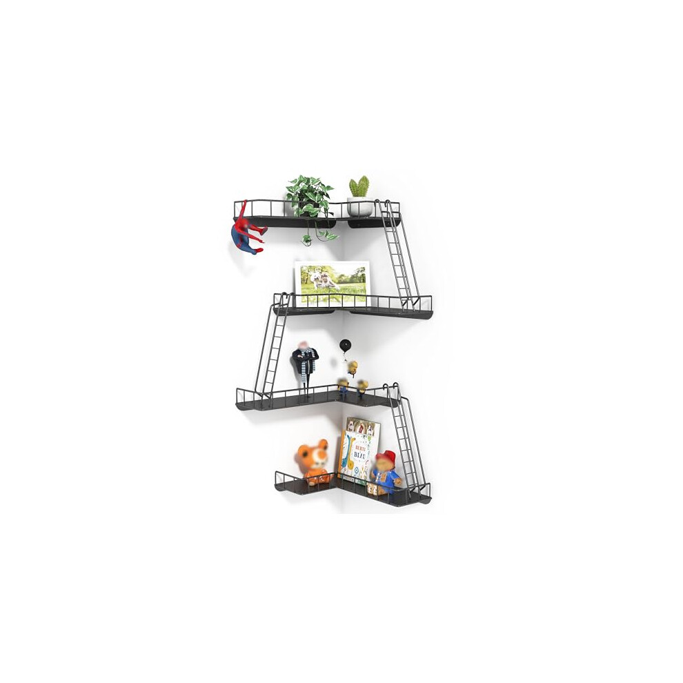 Enpklute 4-Tier Fire Escape Wall Shelf - New York Style Fire Escape Shelf For Figures, Trinket Shelf Figurine Display Shelf, Corner Floating Shelves 635403291764