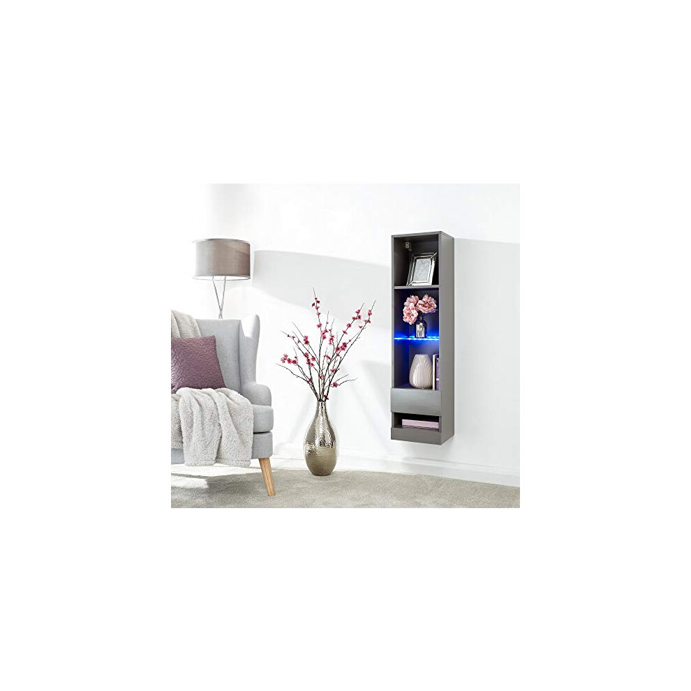 GFW Galicia Grey Tall Shelf Unit With LED Lighting - Image 6