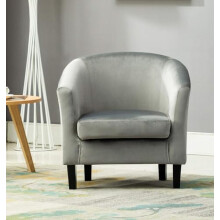 mcc direct Velevt Fabric Tub Chair, Upholstered Armchair, Club Chair for Living Room, Bedroom and Lounge Reception (Grey)
