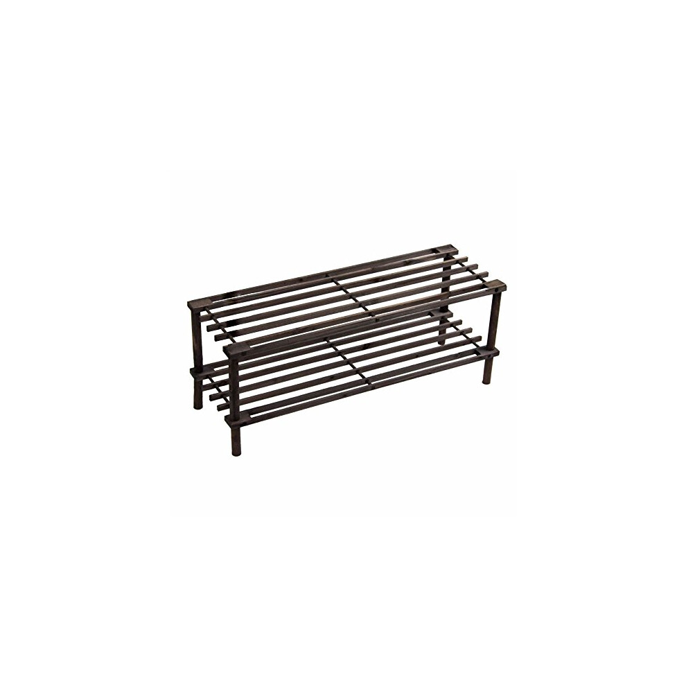 Prima Housewares Wooden Shoe Boot Trainer Rack Storage Shelf Organiser Stand Unit - Dark Oak - 2 Tier 5038673413174