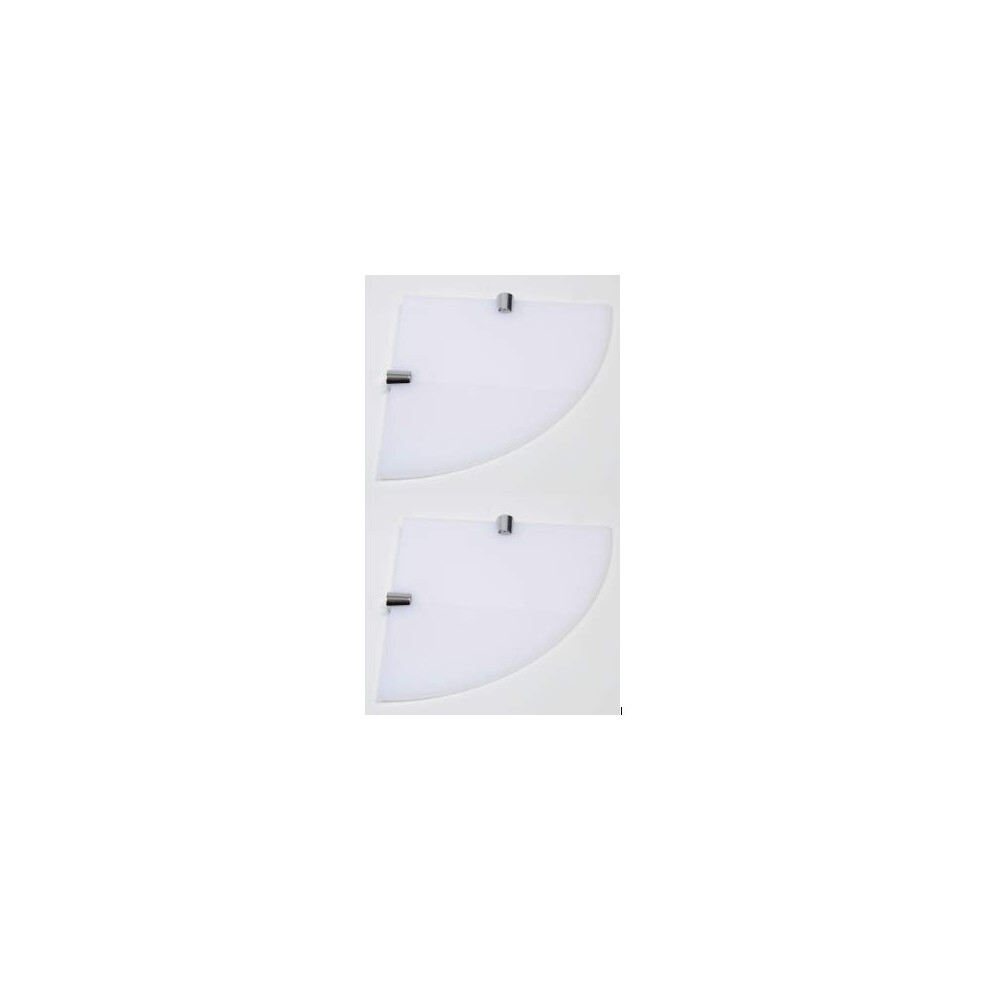 Bsm Marketing Set Of 2 Wall Mounted Floating Acrylic Corner Shelves With Chrome Supports Available In Clear, Black And White (White, 150Mm X 2) 5060880830772