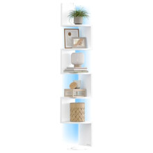 VASAGLE Wall Mounted Corner Shelf with RGB LED Lights, 5-Tier Floating Corner Bookshelf, Plant Shelf, for Bedroom, Living Room, Bathroom, Office,
