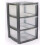 Plastic Storage Drawers - Large - 3 Drawers (Silver) 1