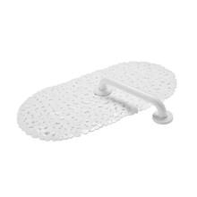 Croydex Bath Mat, Grab Bar, Stainless Steel/Vinyl, White, One Size,AP506022