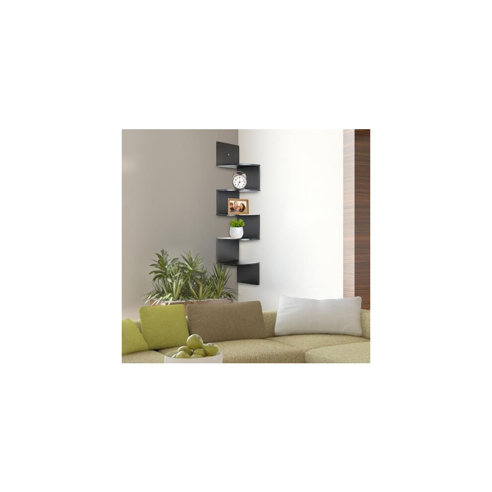 Kiswa Collection 5-Tier Corner Floating Shelves Â Zig-Zag Wall-Mounted Corner Shelf Unit For Living Room, Office, Or Kitchen Â Wooden Spiral 5060960496478