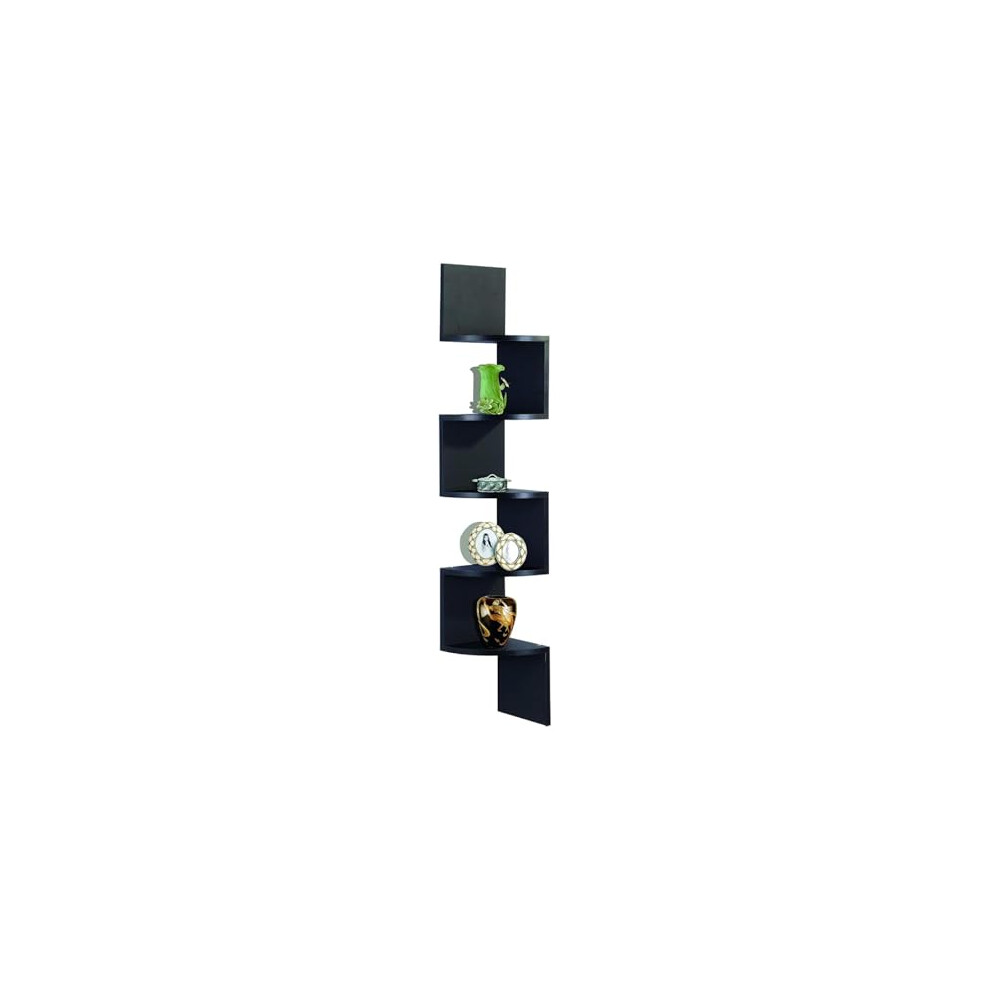 Kiswa Collection 5 Tier Corner Shelf | Zig Zag Wall Mounted Shelf |Display Storage | Floating Shelves Organiser Shelving Unit |Bookcase Bookshelf For 5060960496775