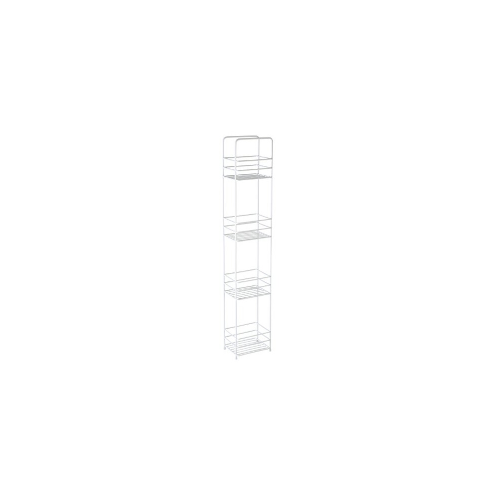 Premier Housewares 4 Tier Rectangle Storage Caddy Metal/Vinyl Coating, 12 X 16 X 87 Cm White