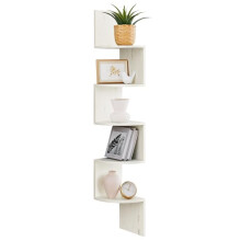 VASAGLE 5-Tier Corner Shelf, Display Floating Shelf in Living Room, Study, Kitchen, Bedroom, for Plants, CDs, Decorations, Modern, Rustic White