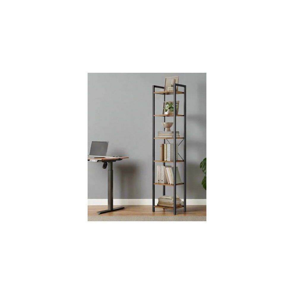 Rackhams Brown/Black Industrial 6-Tier Shelving Unit - Image 3