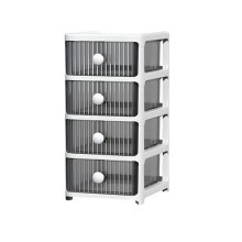 4 Tier Plastic Storage Small Clear Drawers Tower Office Desktop Unit Home Bathroom School Stationary Make Up Organiser (White)