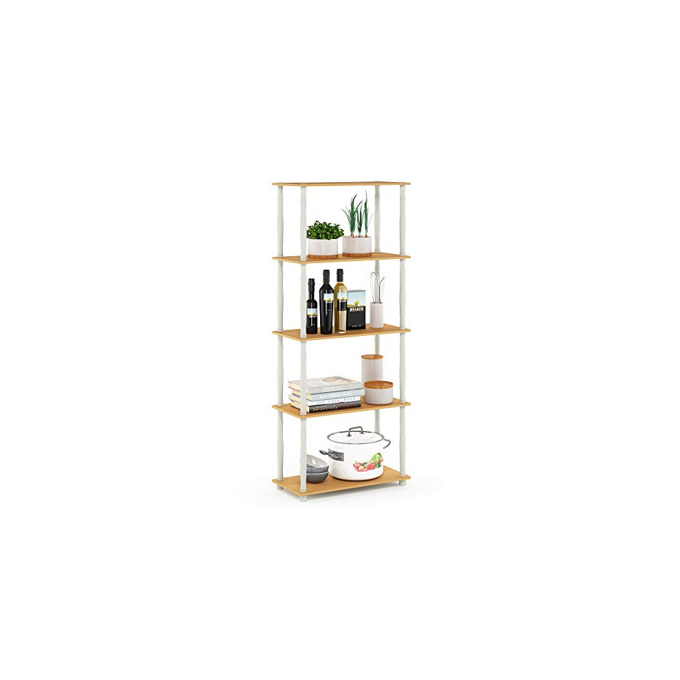 Furinno Turn-S-Tube Storage Shelves, 5-Tier Book Shelf, Corner Shelf, Toolless Open Shelves, Classic Tubes, For Organization And Storage, Living Room, 810006770940