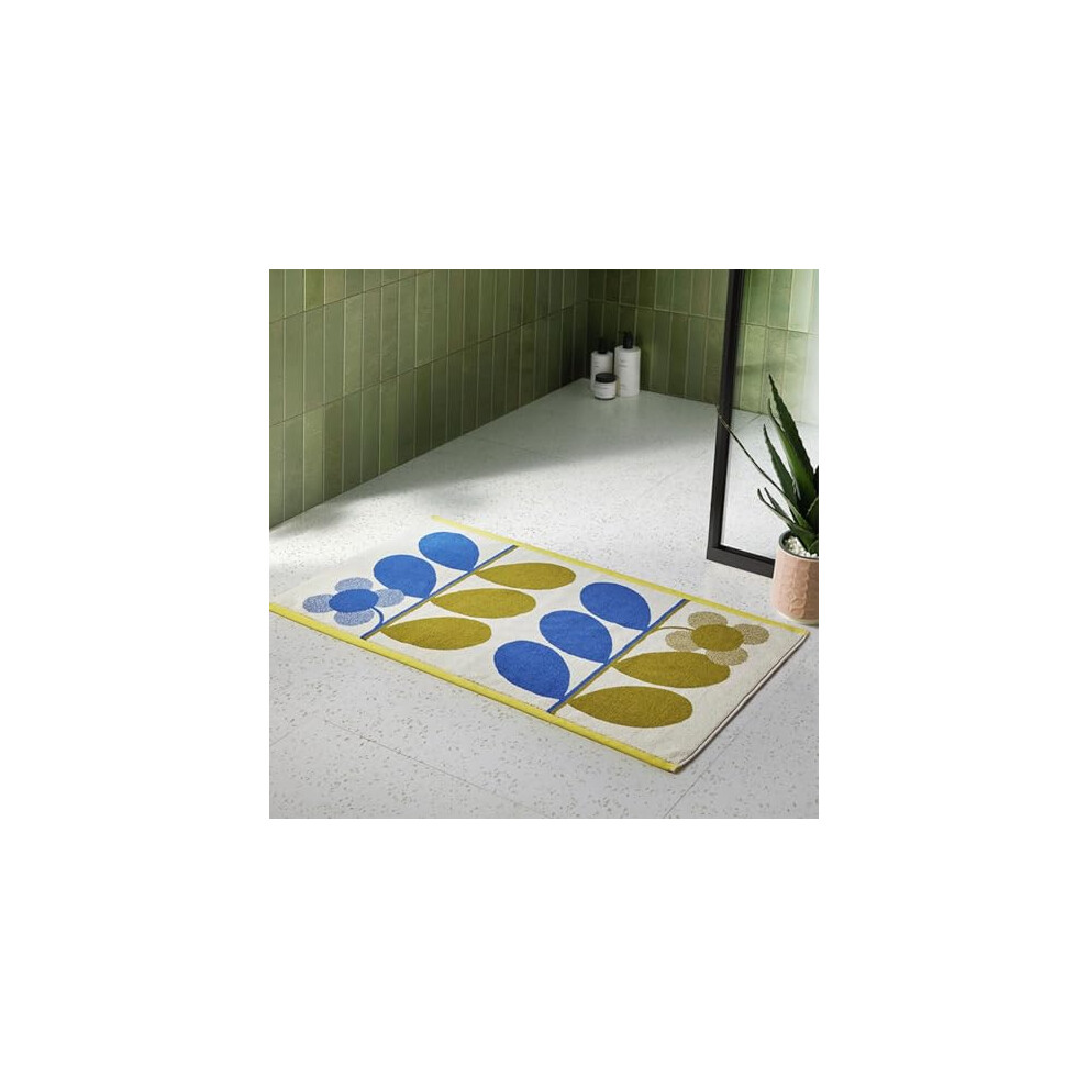 Orla Kiely Retro Bath Mat 50X90cm By In Stem Bloom Duo, Fawn Blue