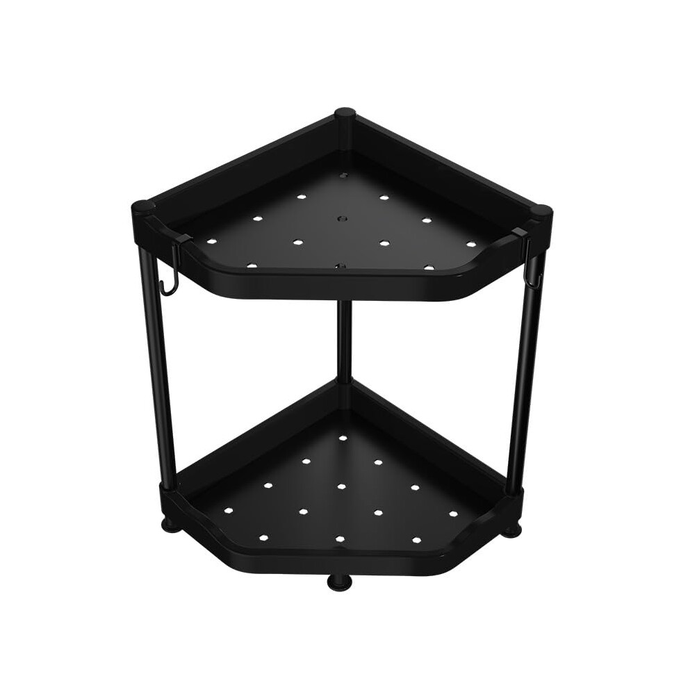 Gelimy 2-Tier Kitchen Corner Organiser Shelf Â Black Metal Space-Saving Countertop Storage Rack For Spices, Cookware, Pantry, Office & Bathroom Â 5060955182782