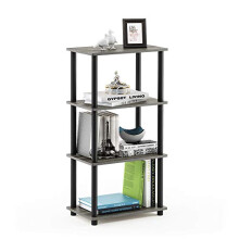 Furinno TURN-N-TUBE Storage Shelves, 4-Tier Corner Shelf, Display Rack, Corner Bookshelf, for Organization and Storage, Living Room, Home Office,
