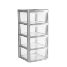 KYY'Z Plastic Storage Drawers Unit Silver/Clear Large 4 Drawers Home Office School Kitchen Garage Storage Modular Storage Spacious Drawers