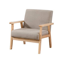 Rainbow Tree Retro Wooden Accent Lounge Chair, Linen Fabric Armchair Tub Occasional Chair for Living Room Reception Bedroom Balcony Comfortable Padded