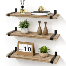 Gronda Rustic Floating Shelves for Wall, 40cm Wooden Wall Mount Bookshelves Hanging Organizer Storage Shelf Farmhouse Wood Decor for Living Room