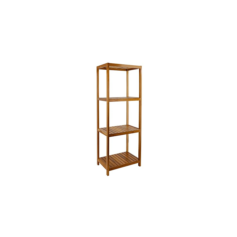 Vaefae Teak Bathroom Shelf, 4-Tier Storage Shelves, Wooden Stand Shelf Organiser For Bathroom, Kitchen, Living Room, Laundry, Garage 6974441110342