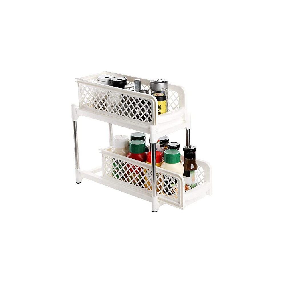 Usave 2 Tier Kitchen Cupboard Baskets, Sliding Plastic Basket Drawers Organiser 8438549922668