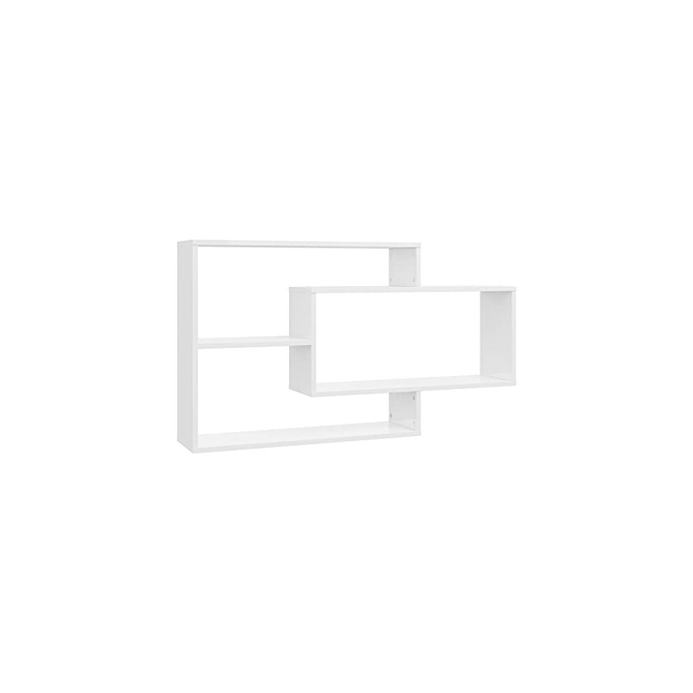 Vidaxl Floating Wall Shelf Unit For Bedroom, Living Room, Hallway, And Office - High Gloss White