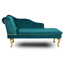 Paradise Furniture Cambridge Tufted Chaise Lounge Sofa & Seating Handmade Velvet Living Room Bedroom Hallway Accent Chair (Left Hand, Teal)