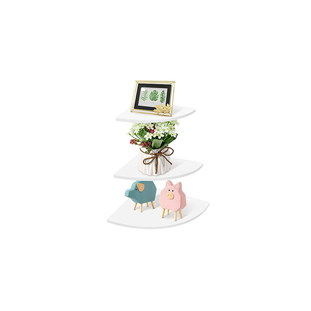Greensen Floating Wall Corner Shelf 3Pcs, Floating Corner Shelves, White Wall Mounted Floating Shelves, Corner Wall Shelves - For Storage Display Rack 8807816173179