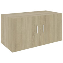 vidaXL Wall Mounted Engineered Wood Cabinet Sonoma Oak | Scandinavian Style | Double Door Floating Shelf | Versatile Home Storage Solution