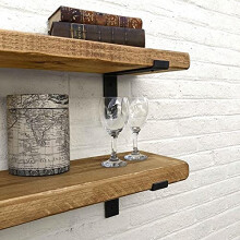 Ben Simpson Furniture Handmade Chunky Wooden Lipped Bracket Shelf | 22 x 60 cm | Medium Brown