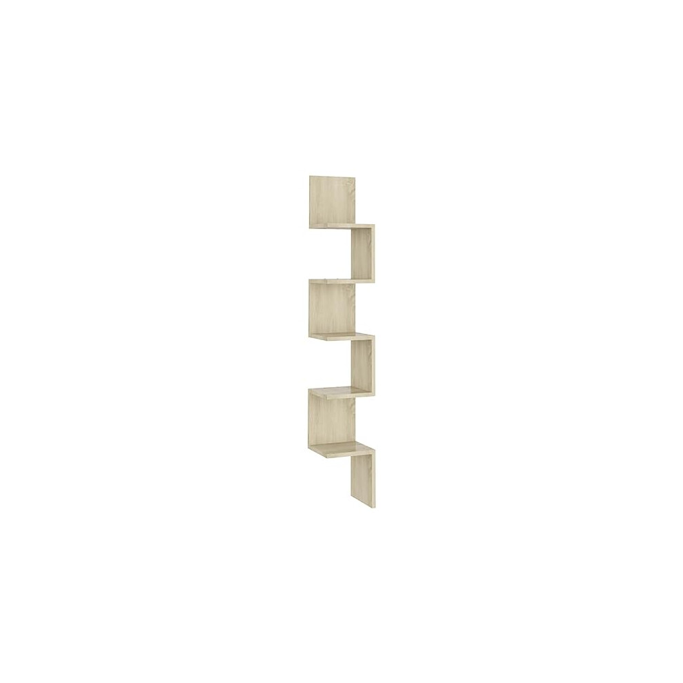 Vidaxl Wall Corner Shelf Living Room Bedroom Furniture Shelving Ledges Wall-Mounted Hanging Wall Display Shelf Wall Rack Chipboard Sonoma Oak